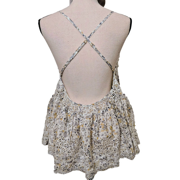 Free people sage floral tank top S Boho Camisole Adjustable straps - Picture 14 of 16